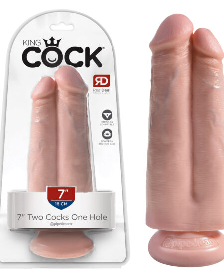 Sextoys Pour Tous Double gode ventouse 2 Cock 1 Hole 18 cm